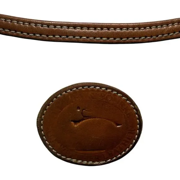 Vtg DOONEY & BOURKE AWL Equestrian Bag White Pebbled Leather British Tan 80's - Picture 12 of 16